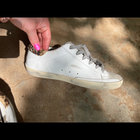 White, silver star, leopard heel, Golden Goose Super- Star Classic with List - Picture 6 of 13